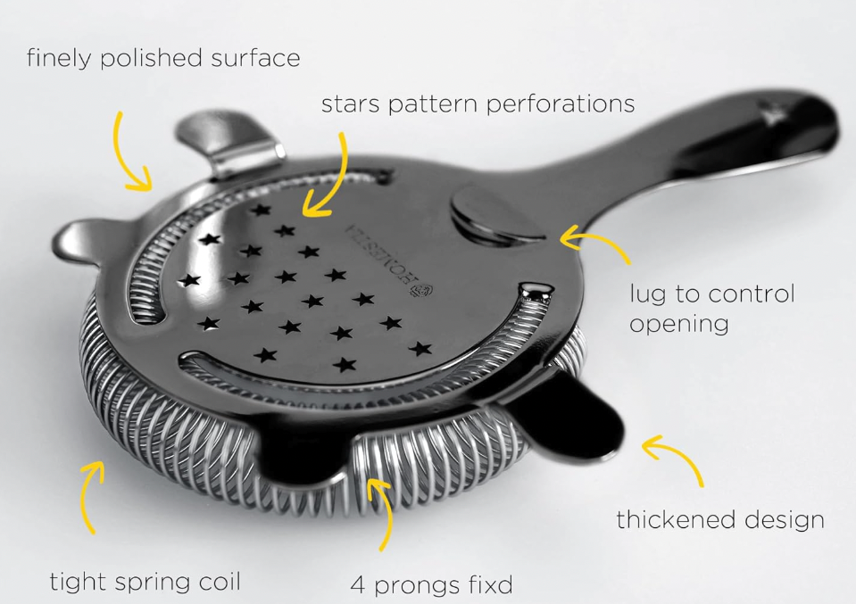 Stainless Steel Drink Strainer. Black Finish